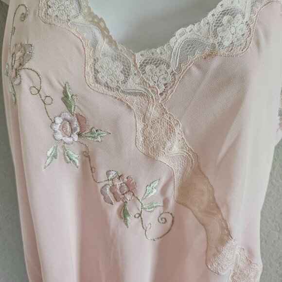 Valerie Stevens VTG Woman Size M Slip Dress Pink Embroidered Lace Lined Colette - Picture 2 of 8